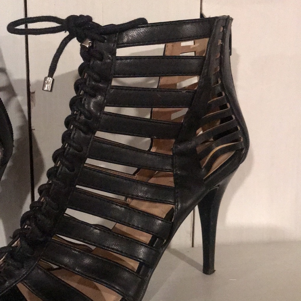 Nine West Black Stiletto Strappy Sandals 7.5 - Picture 6 of 16